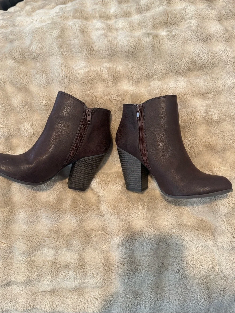 Fergalicious Dark Brown Stacked Heel Ankle Booties